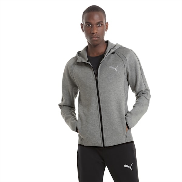 Active Men's Evostripe Ultimate Full Zip Hoodie, Medium Gray Heather, extralarge-IND