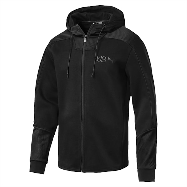Usain Bolt Men's Full Zip Hoodie, Cotton Black, extralarge-IND