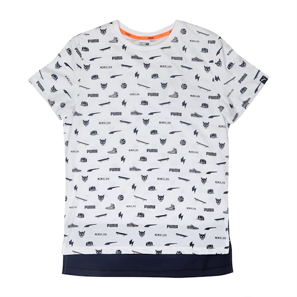 SPORTS STYLE Allover Tee, Puma White-AOP, extralarge-IND