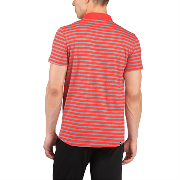 Men's Striped Jersey Polo, puma red-medium gray heather, extralarge-IND