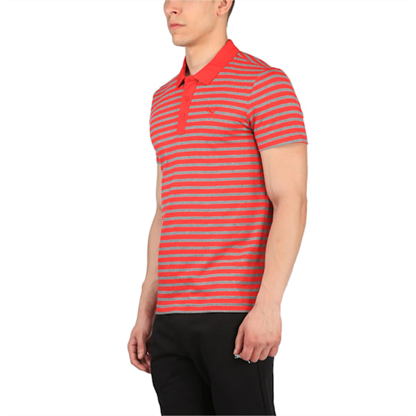 Men's Striped Jersey Polo, puma red-medium gray heather, extralarge-IND