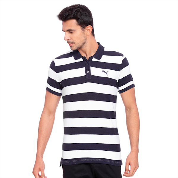 ESS Striped Pique Polo, Peacoat-white, extralarge-IND