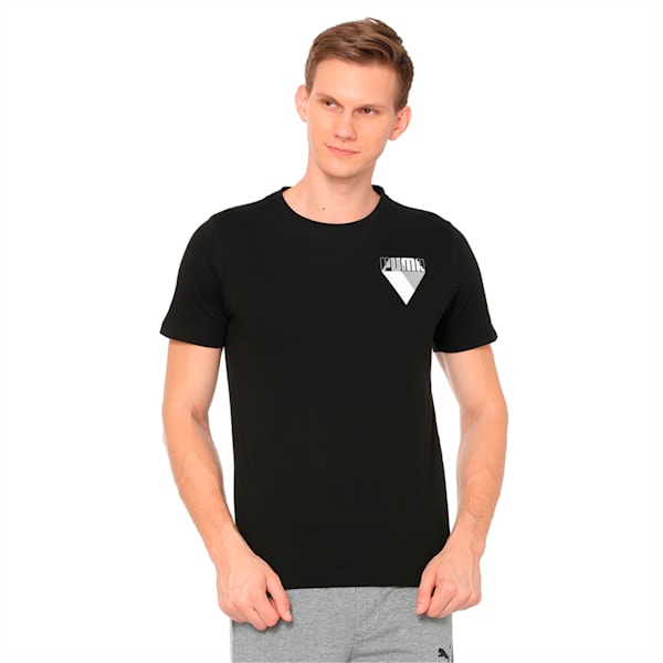 Men's Graphic Brand Tee, Cotton Black, extralarge-IND