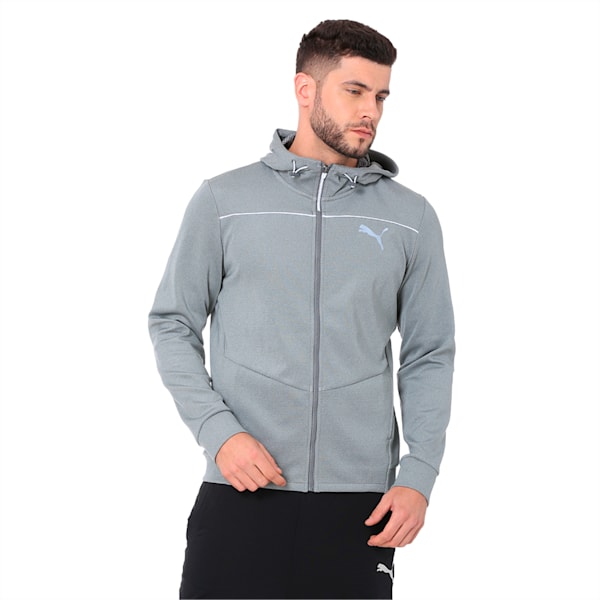 Active Men's Tech Stretch Full Zip Hoodie, Medium Gray Heather, extralarge-IND