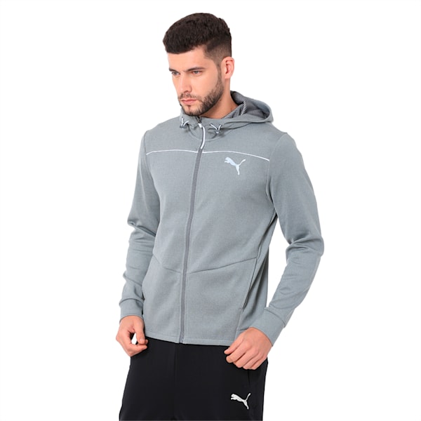 Active Men's Tech Stretch Full Zip Hoodie, Medium Gray Heather, extralarge-IND