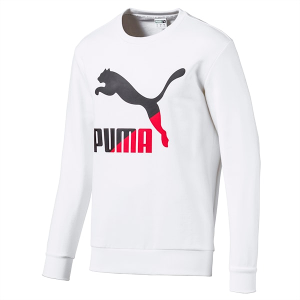 Classics Logo Men's Crewneck Sweatshirt, Puma White, extralarge