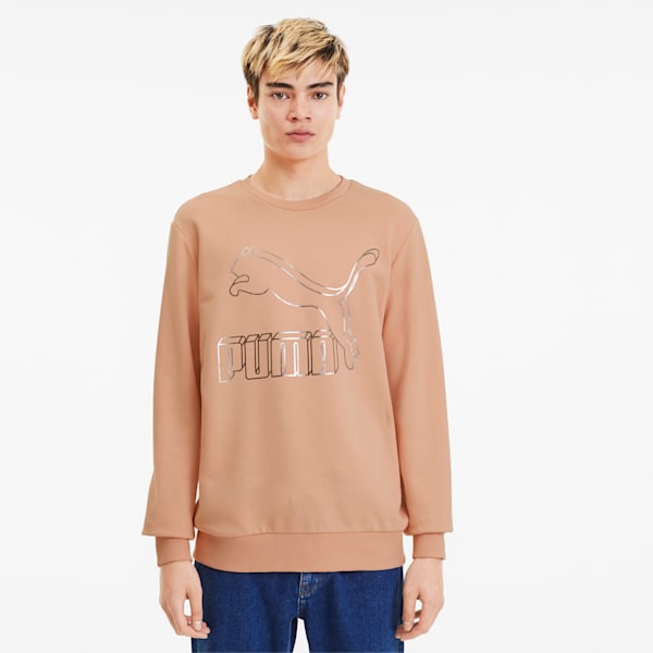 Classics Logo Men's Crewneck Sweatshirt, Pink Sand, extralarge