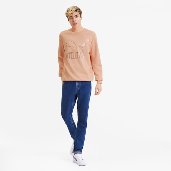 Classics Logo Men's Crewneck Sweatshirt, Pink Sand, extralarge