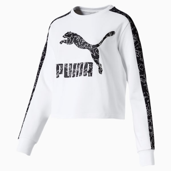 Classics Women's AOP Logo Crewneck Sweatshirt, Puma White, extralarge