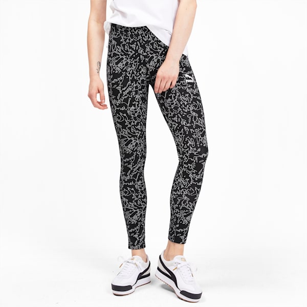 Classics T7 Women's AOP Leggings, Puma Black, extralarge