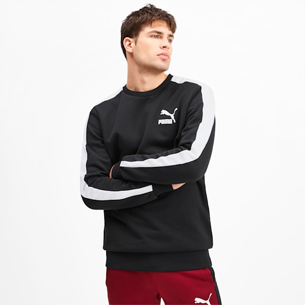 Iconic T7 Men's Fleece Crewneck Sweatshirt, Puma Black, extralarge