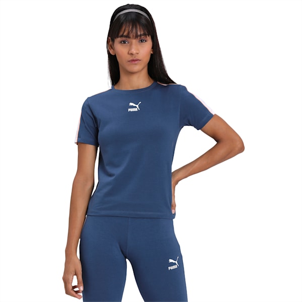 Classics Tight Women's Slim Fit Top, Dark Denim, extralarge-IND
