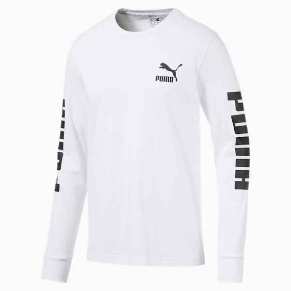 Classics Logo Men's Long Sleeve Tee, Puma White, extralarge