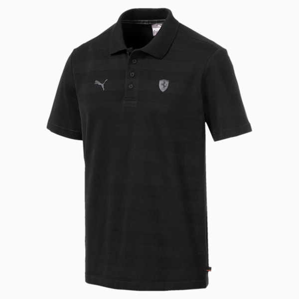 Ferrari Men's Striped Polo, Puma Black, extralarge