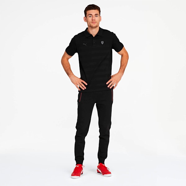 Ferrari Men's Striped Polo, Puma Black, extralarge