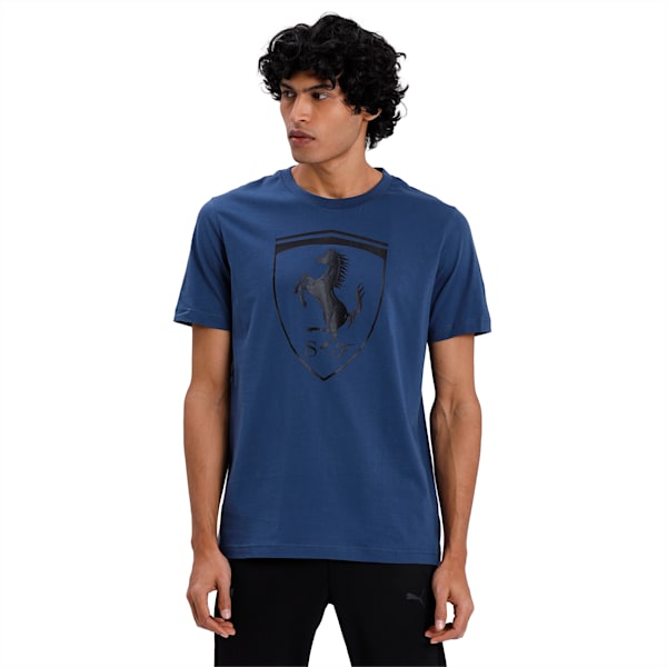 Ferrari Big Shield Regular Fit Men's T-Shirt, Dark Denim, extralarge-IND