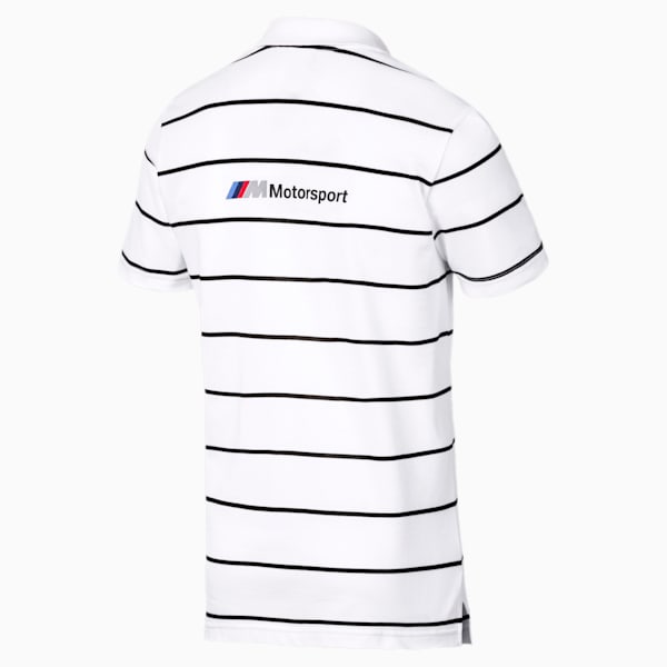 BMW M Motorsport Men's Striped Polo, Puma White, extralarge