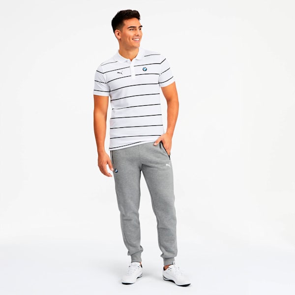 BMW M Motorsport Men's Striped Polo, Puma White, extralarge
