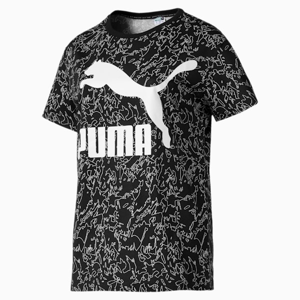 Classics Women's AOP Logo Tee, Puma Black, extralarge