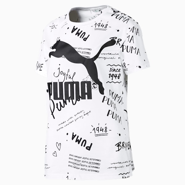 Classics Women's AOP Logo Tee, Puma White-2, extralarge