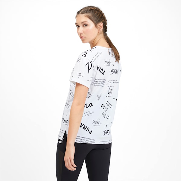 Classics Women's AOP Logo Tee, Puma White-2, extralarge