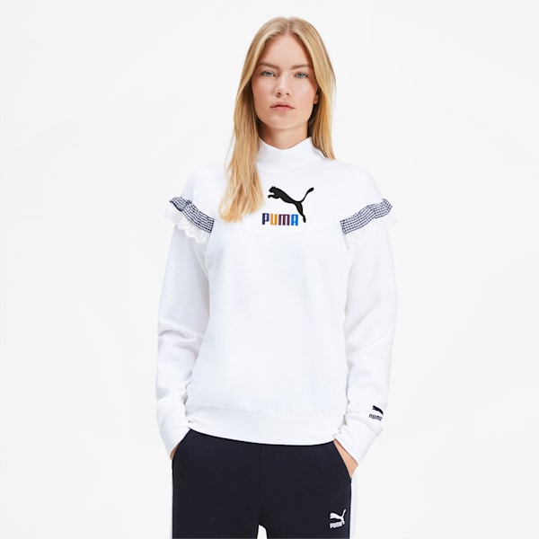 PUMA x TYAKASHA Women's Turtleneck Sweater, Puma White, extralarge
