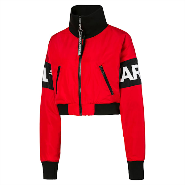 PUMA x KARL LAGERFELD Women's Bomber, High Risk Red, extralarge