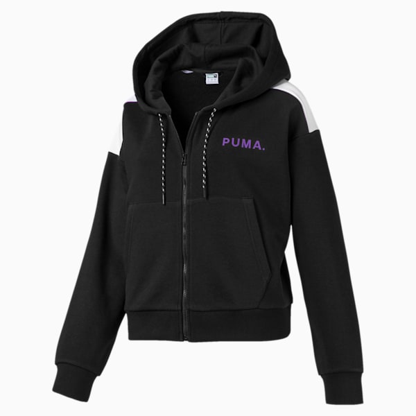 Chase Women's Cropped Full Zip Hoodie, Puma Black, extralarge
