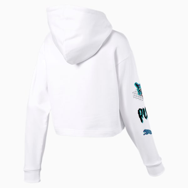 Claw Women's Cropped Hoodie, Puma White, extralarge