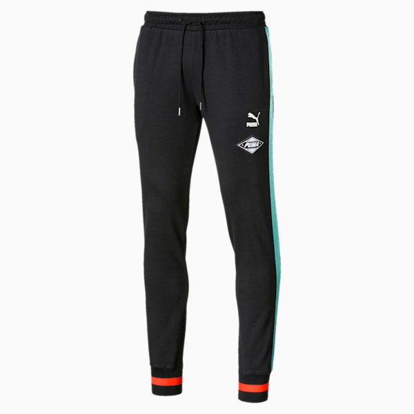 luXTG Men’s Cuffed Sweatpants, Puma Black / Blue Turquoise, extralarge