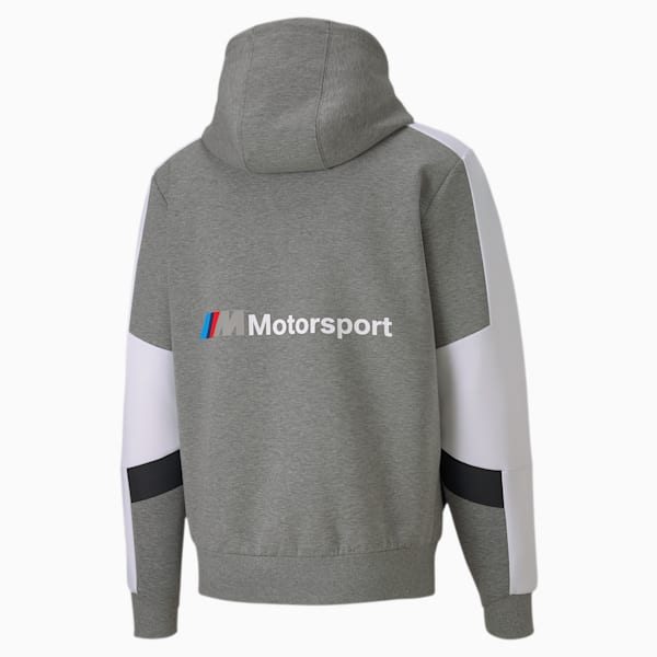 BMW M Motorsport Men's Hooded Sweat Jacket, Medium Gray Heather, extralarge
