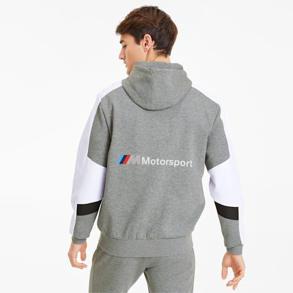 BMW M Motorsport Men's Hooded Sweat Jacket, Medium Gray Heather, extralarge