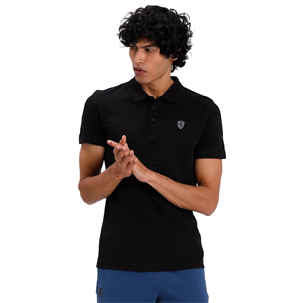 Ferrari Striped Men's Polo, Puma Black, extralarge-IND