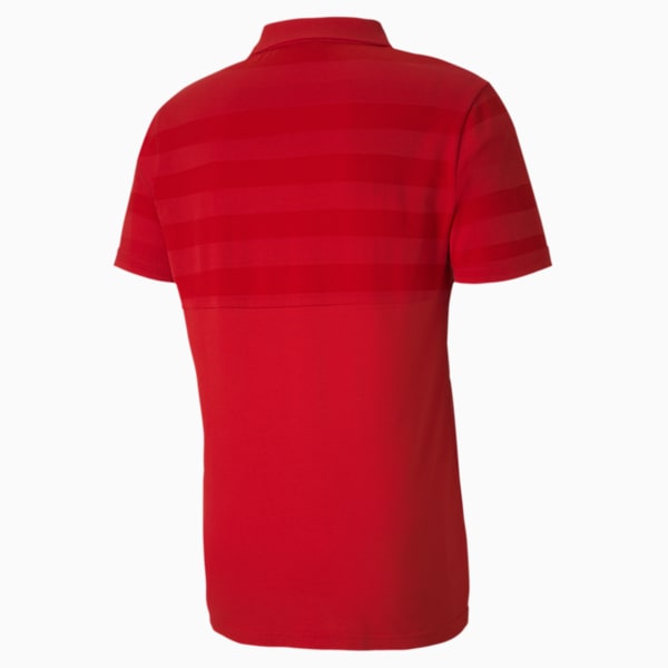 Scuderia Ferrari Men's Striped Polo, Rosso Corsa, extralarge