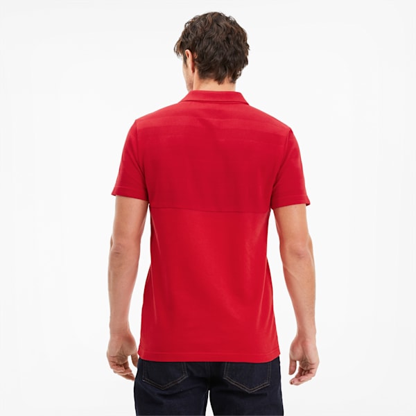 Scuderia Ferrari Men's Striped Polo, Rosso Corsa, extralarge