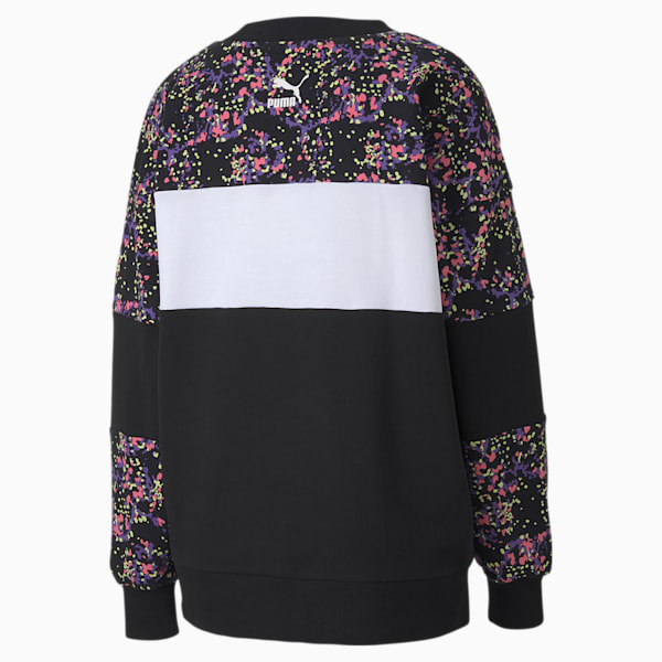 Women's AOP Crewneck Sweatshirt, Puma Black-Brand AOP, extralarge