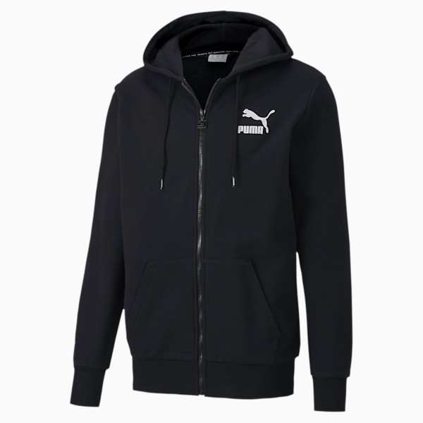 Classics Logo Men's Full Zip Hoodie, Puma Black, extralarge