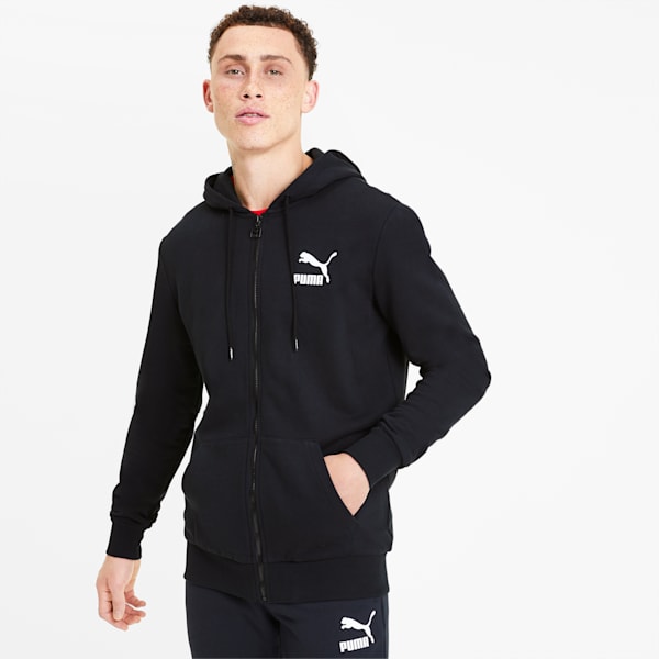 Classics Logo Men's Full Zip Hoodie, Puma Black, extralarge