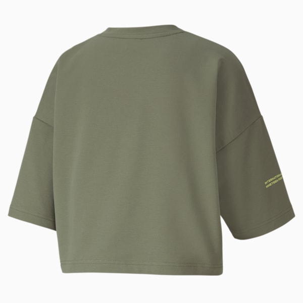 Evide Form Stripe Crop T-Shirt, Deep Lichen Green, extralarge-IND
