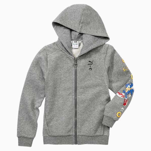 PUMA x SONIC Boys' Hooded Jacket, Medium Gray Heather, extralarge