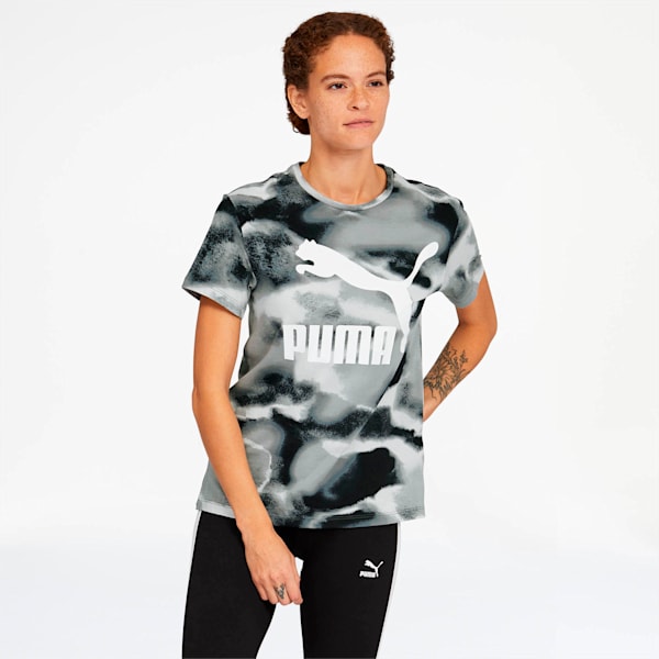 Cloud Pack Women's AOP Tee, Cotton Black-AOP, extralarge