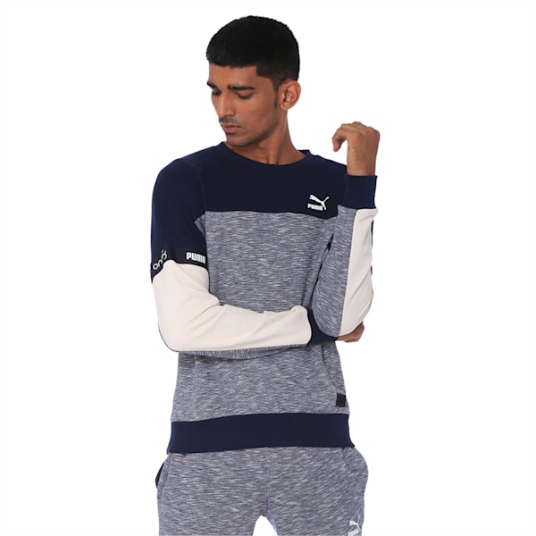 One8 Virat Kohli Men's Sweatshirt, Peacoat Heather, extralarge-IND