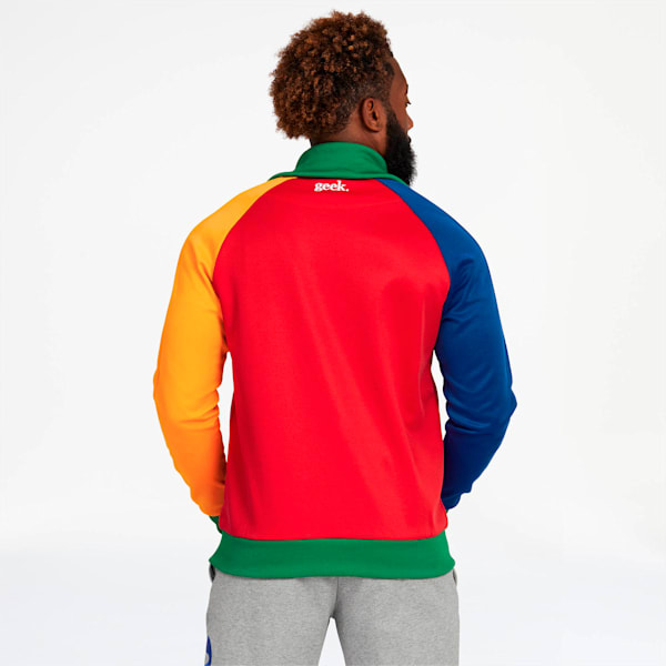 PUMA x FASHION GEEK Men's T7 Jacket, High Risk Red-Surf The Web-Gold Fusion, extralarge