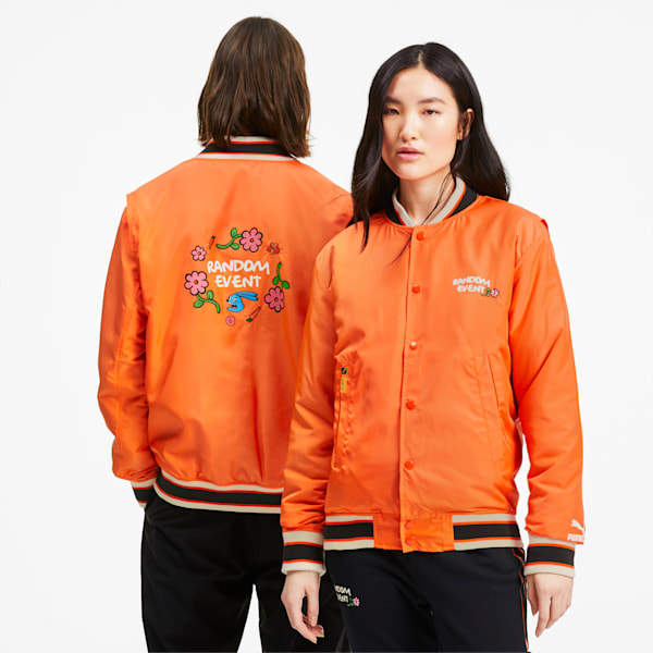 PUMA x RANDOMEVENT Bomber Jacket, Vermillion Orange, extralarge