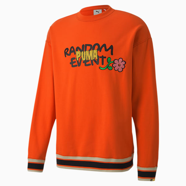 PUMA x RANDOMEVENT Graphic Long Sleeve Crewneck Tee, Vermillion Orange, extralarge