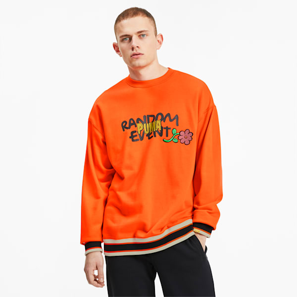 PUMA x RANDOMEVENT Graphic Long Sleeve Crewneck Tee, Vermillion Orange, extralarge