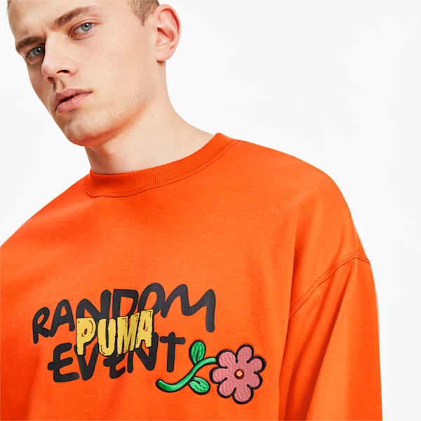 PUMA x RANDOMEVENT Graphic Long Sleeve Crewneck Tee, Vermillion Orange, extralarge