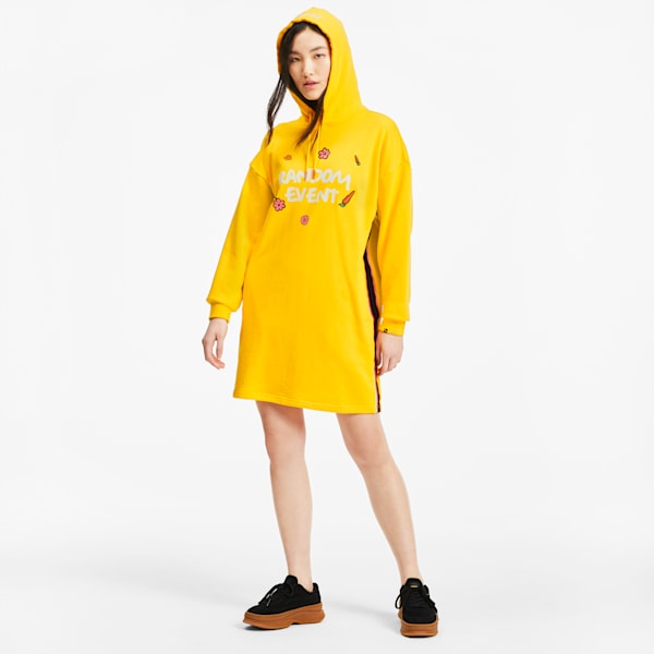 PUMA x RANDOMEVENT Women's Hooded Dress, Lemon Chrome, extralarge