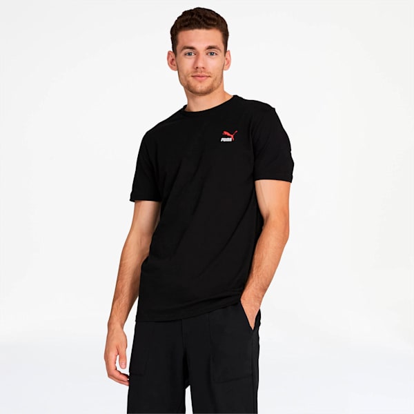 Classics Embroidered Men's Tee, Cotton Black-Red, extralarge