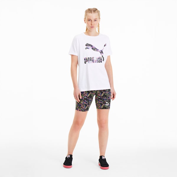 AOP Women's Tight Shorts, Puma Black-Brand AOP, extralarge